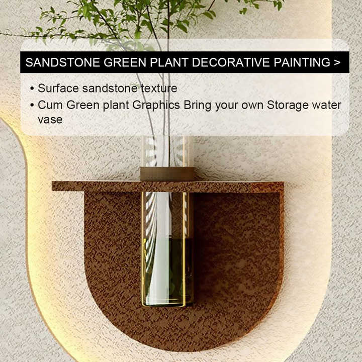 Nordic Sandstone Decorative Wall Art with LED Lights & Glass Vases – 50×100 cm (Style C)