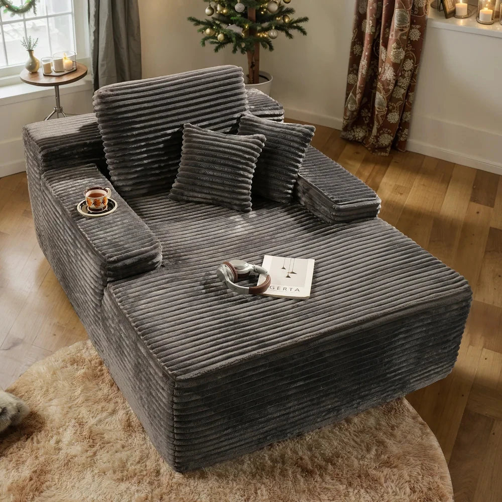 Lunara LoungeBed – Plush Corduroy Sofa Bed for Relaxing & Napping