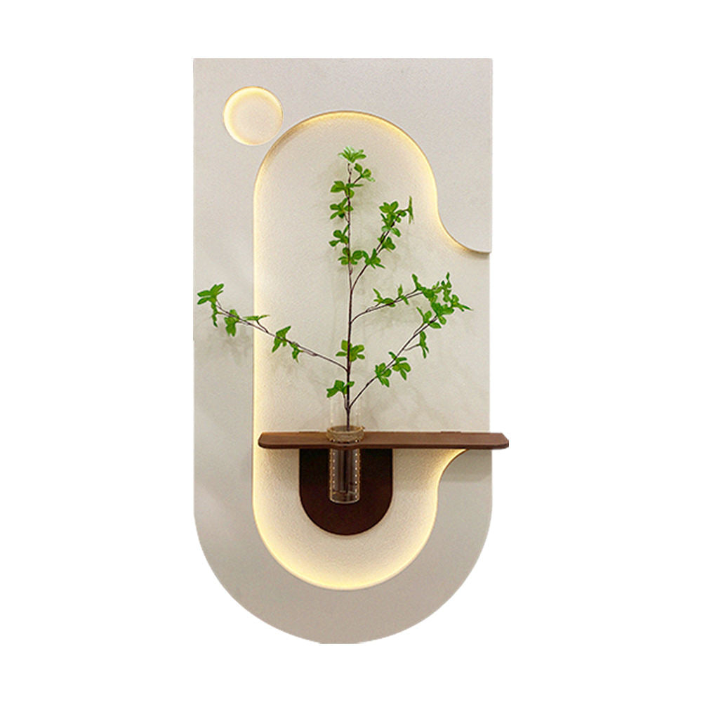 Nordic Sandstone Decorative Wall Art with LED Lights & Glass Vases – 50×100 cm (Style A)