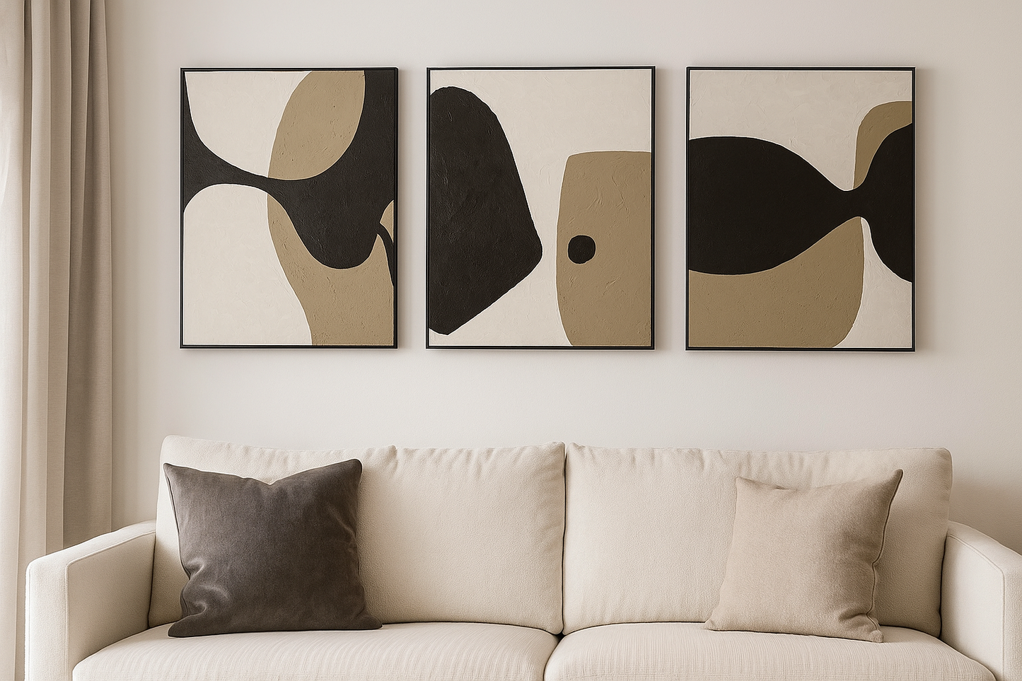 3-Piece Modern Abstract Wall Art Set – Minimalist Textured Paintings in Neutral Tones (60×80 cm) | CasaLinnea