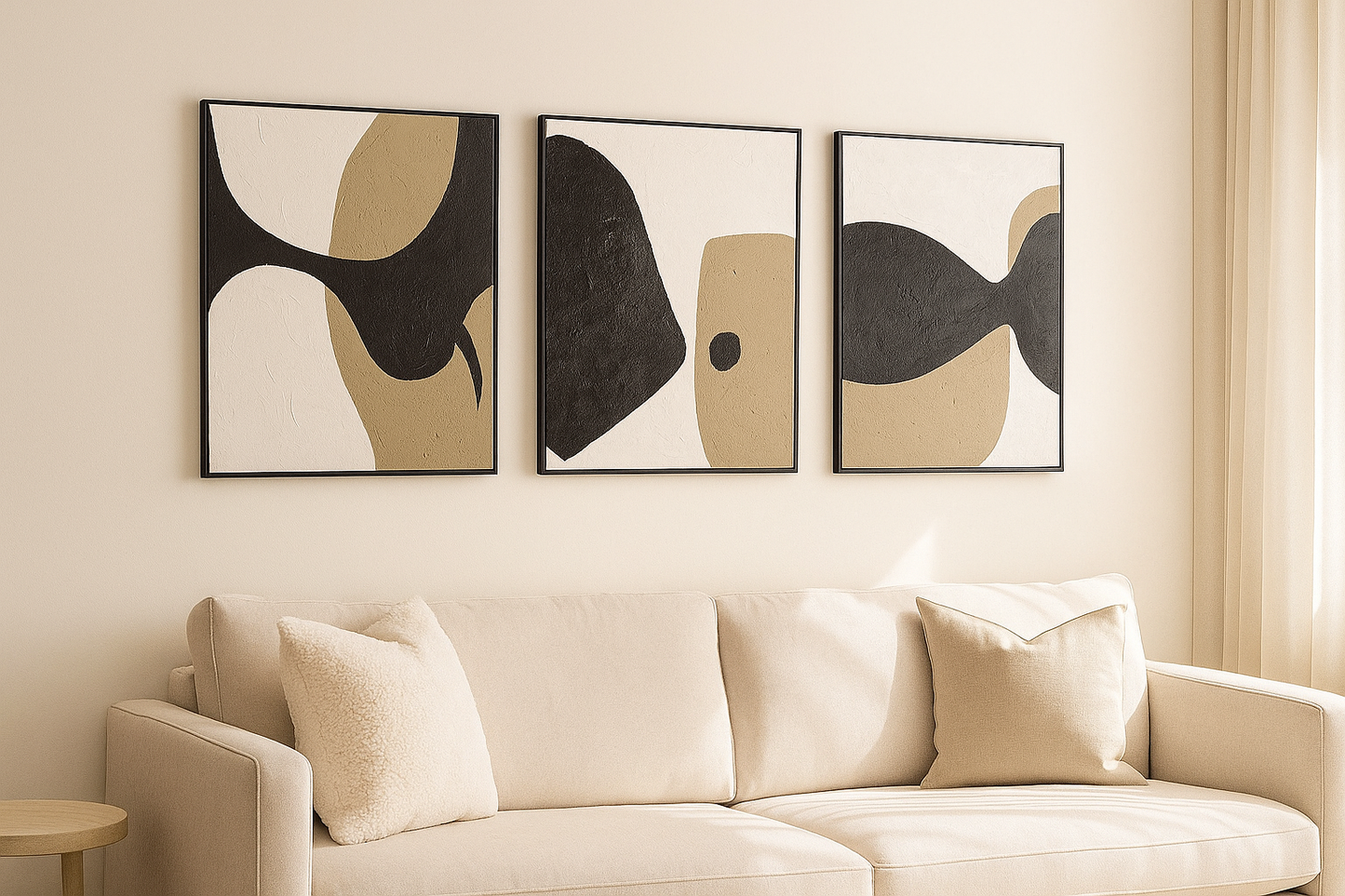 3-Piece Modern Abstract Wall Art Set – Minimalist Textured Paintings in Neutral Tones (60×80 cm) | CasaLinnea