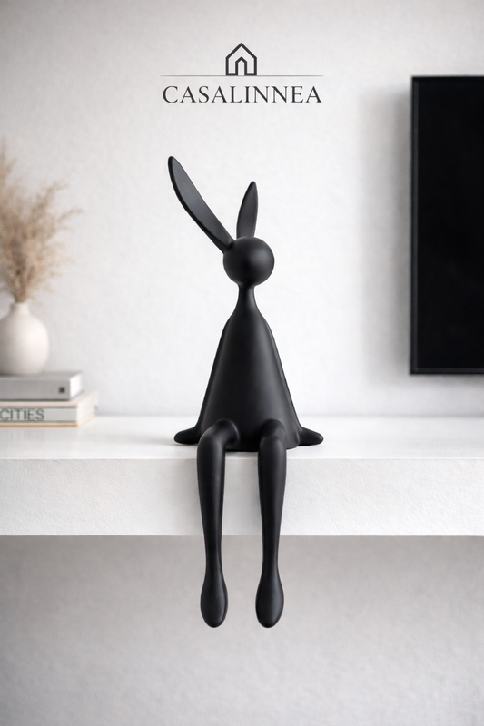 Long-Eared Sitting Rabbit Figurine – 28 cm Modern Resin Home Décor