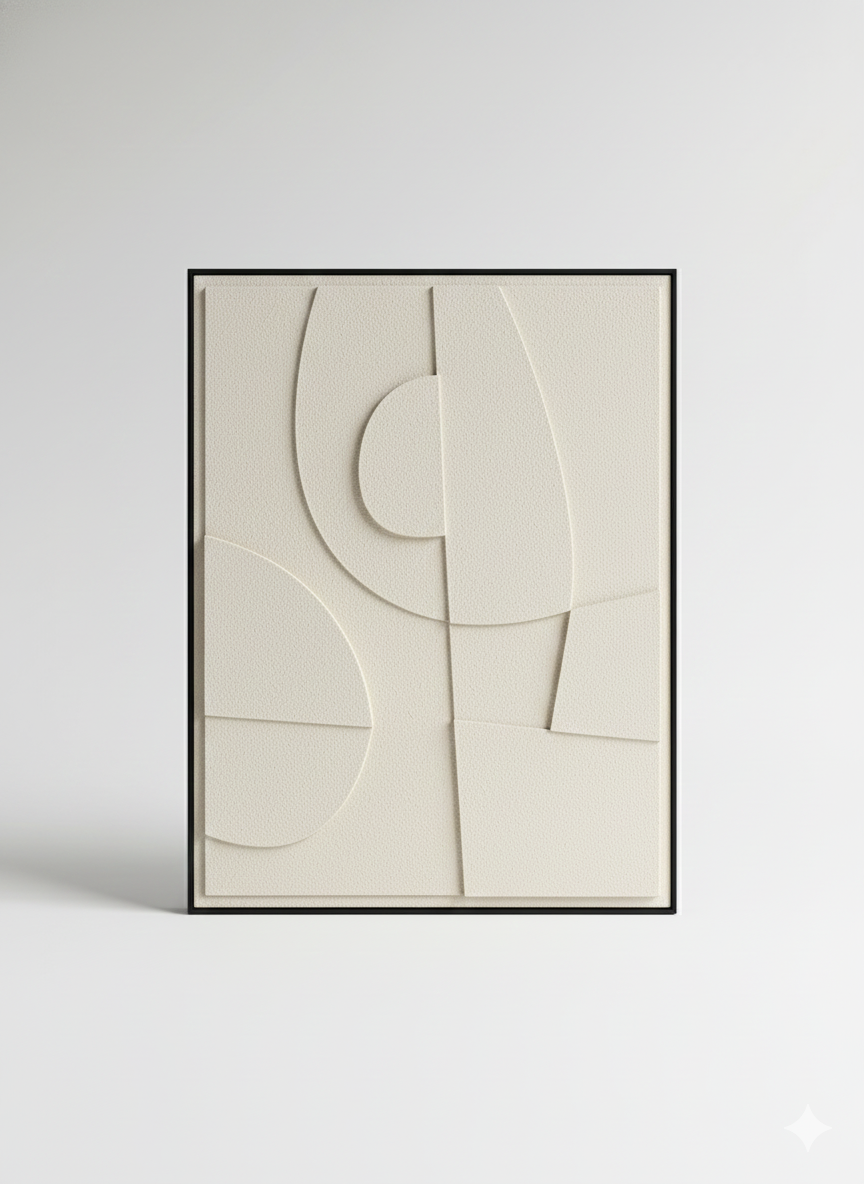 Modern Textured Wall Art – Minimalist 3D Canvas Painting (60×80 cm) | Contemporary Neutral Home Décor – Grey & Beige