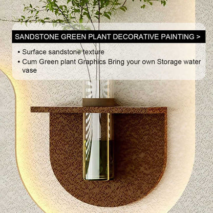 Nordic Sandstone Decorative Wall Art with LED Lights & Glass Vases – 50×100 cm (Style C)