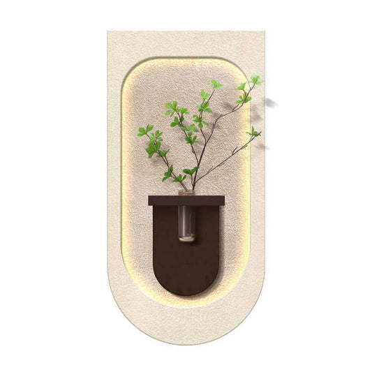Nordic Sandstone Decorative Wall Art with LED Lights & Glass Vases – 50×100 cm (Style C)