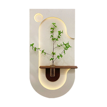 Nordic Sandstone Decorative Wall Art with LED Lights & Glass Vases – 50×100 cm (Style A)