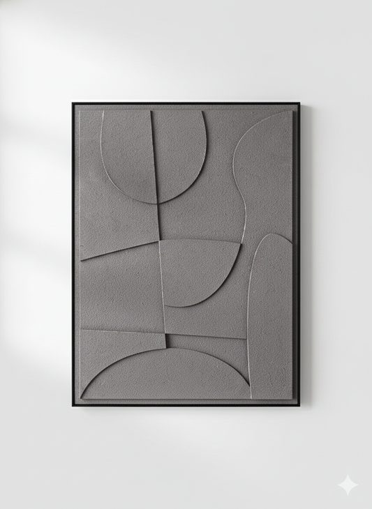 Modern Textured Wall Art – Minimalist 3D Canvas Painting (60×80 cm) | Contemporary Neutral Home Décor – Grey & Beige