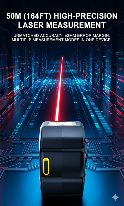2-in-1 Digital Laser Tape Measure (50m Laser + 5m Tape) | Rechargeable High-Precision Distance Meter with LCD Display