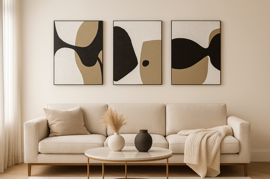 3-Piece Modern Abstract Wall Art Set – Minimalist Textured Paintings in Neutral Tones (60×80 cm) | CasaLinnea